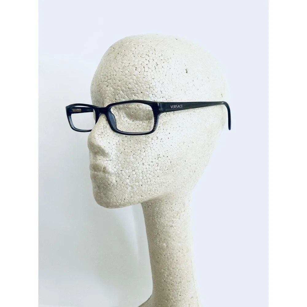 Versace Brown Blue Lucite Wood Style Rectangular Glasses Italy MOD 53 17 135